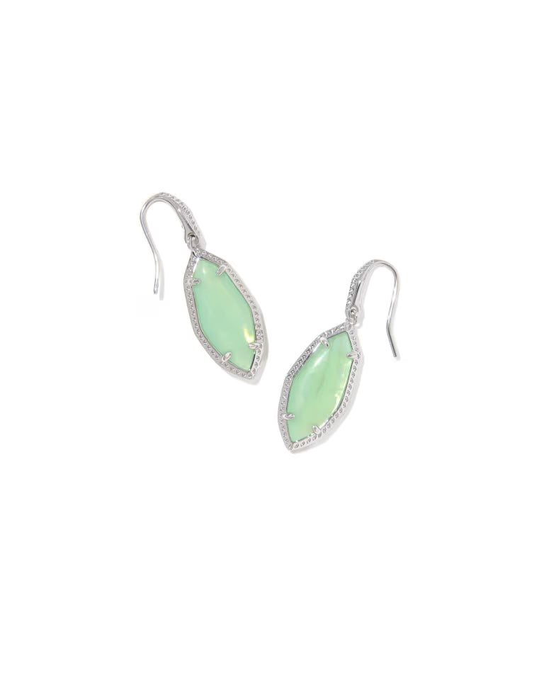 Ophelia Silver Small Drop Earrings in Mint Iridescent Abalone