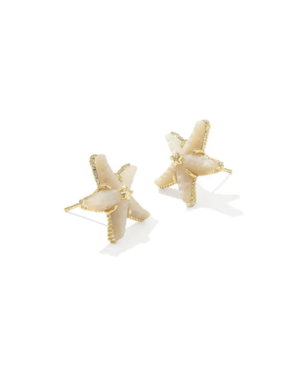 Parker Starfish Gold Stud Earrings in Natural Mother-of-Pearl