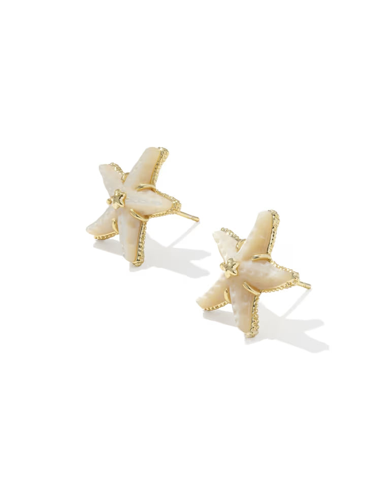Parker Starfish Gold Stud Earrings in Natural Mother-of-Pearl
