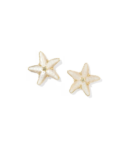 Parker Starfish Gold Stud Earrings in Natural Mother-of-Pearl
