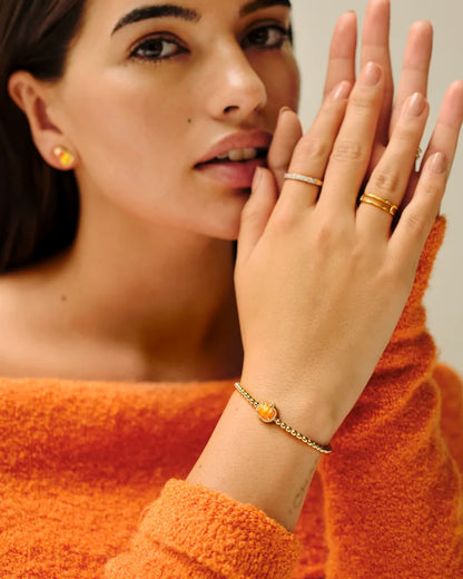 Pumpkin Gold Stretch Bracelet in Orange Mother-of-Pearl