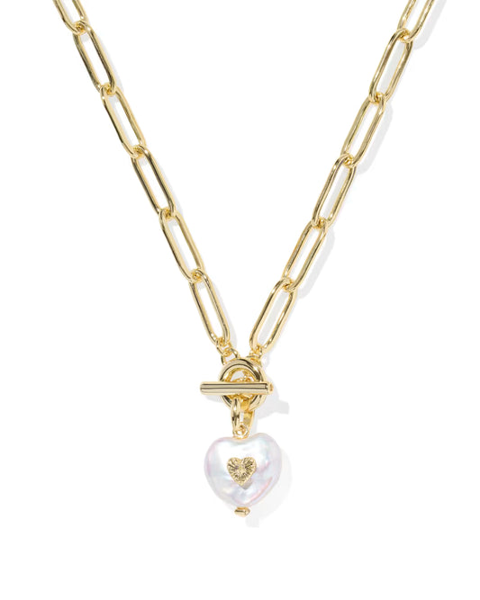 Sasha Heart Gold Link and Chain Necklace