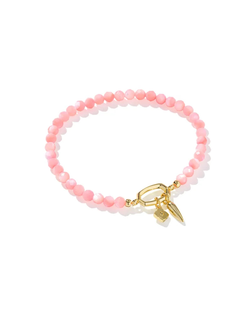 Sylvia Gold Stretch Bracelet in Pink Chalcedony