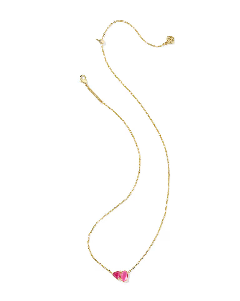 Tatum Gold Short Pendant Necklace in Azalea Pink Mix