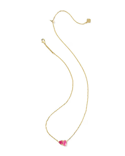 Tatum Gold Short Pendant Necklace in Azalea Pink Mix
