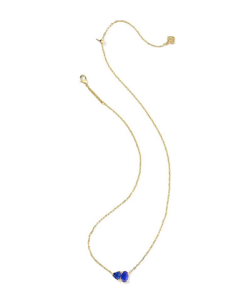 Tatum Gold Short Pendant Necklace in Cobalt Blue Mix