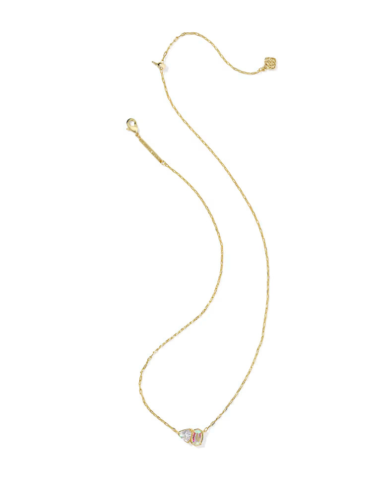 Tatum Gold Short Pendant Necklace in White Crystal Mix