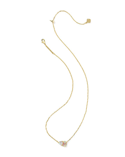 Tatum Gold Short Pendant Necklace in White Crystal Mix