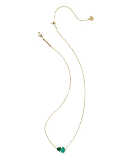 Tatum Gold Short Pendant Necklace in Green Mix