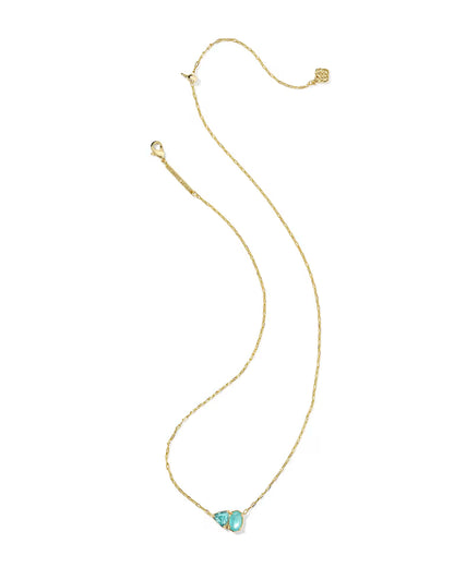 Tatum Gold Short Pendant Necklace in Blue Mix