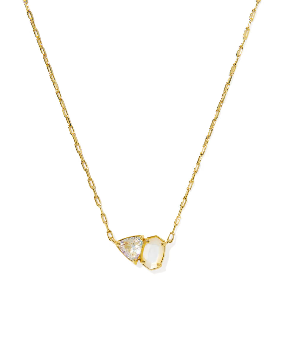 Tatum Gold Short Pendant Necklace in Neutral Mix