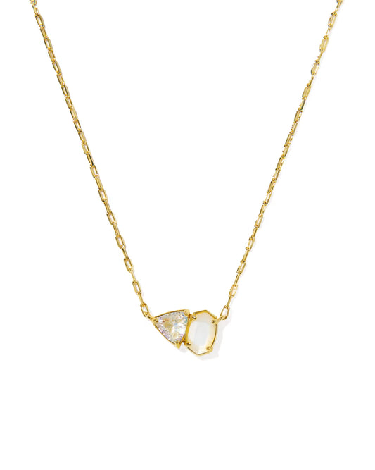 Tatum Gold Short Pendant Necklace in Neutral Mix