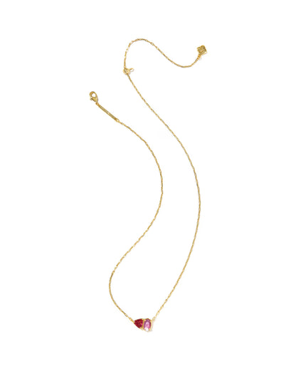 Tatum Gold Short Pendant Necklace in Pink Mix