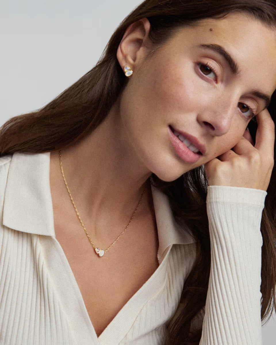 Tatum Gold Short Pendant Necklace in Neutral Mix