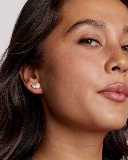 Tatum Gold Stud Earrings in Neutral Mix