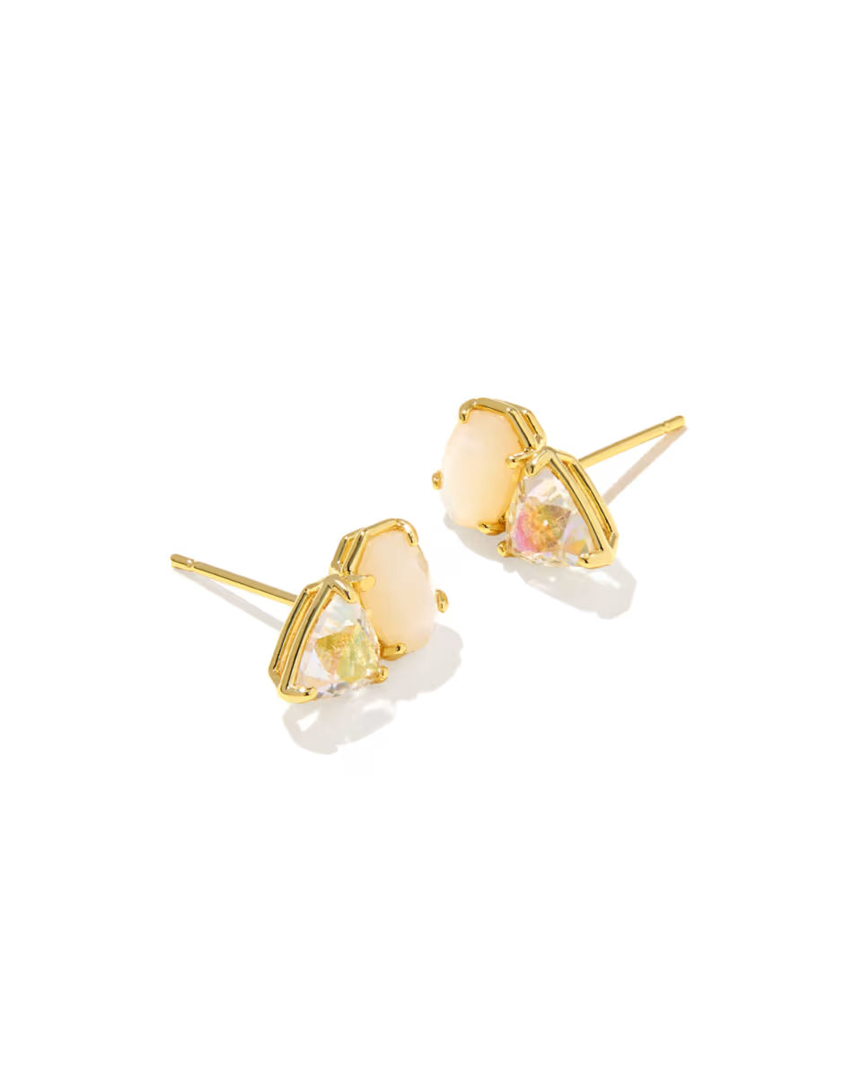 Tatum Gold Stud Earrings in Neutral Mix