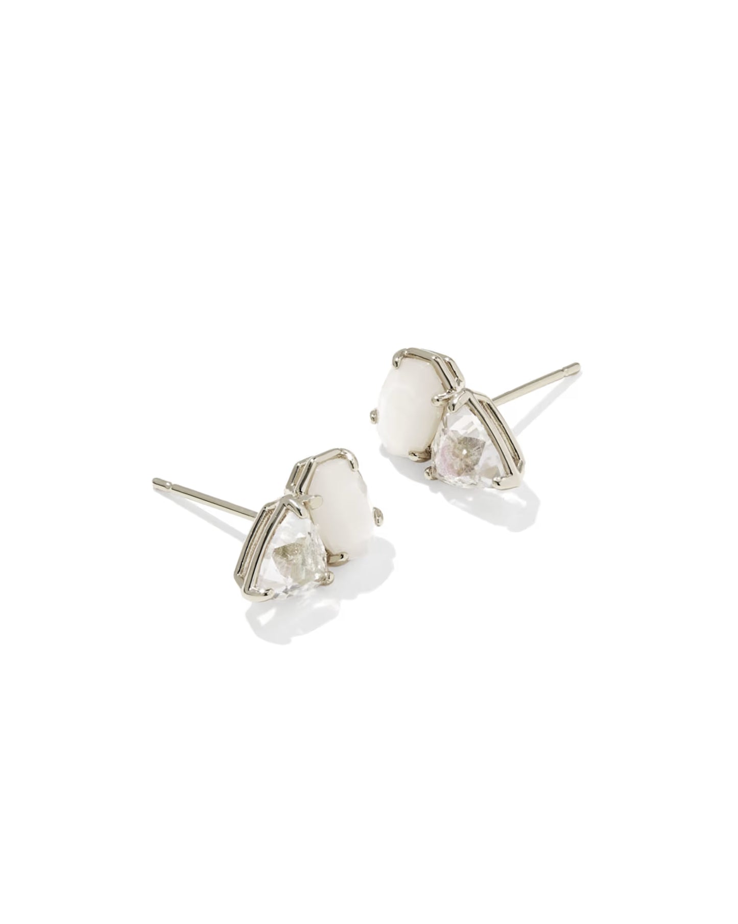Tatum Silver Stud Earrings in Neutral Mix