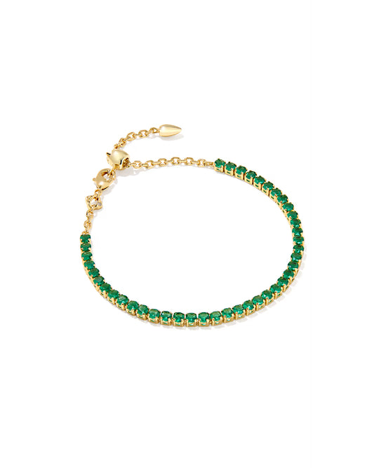 Renee Gold Tennis Bracelet in Dark Green Crystal