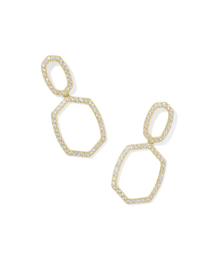 Daphne Pave Gold Open Frame Earrings