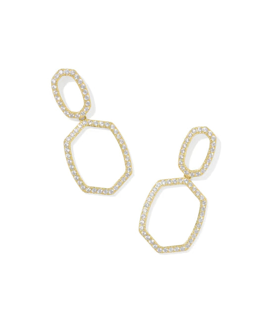 Daphne Pave Gold Open Frame Earrings