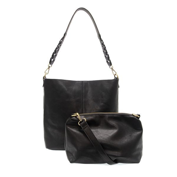 Tessa Black Convertible Hobo Handbag