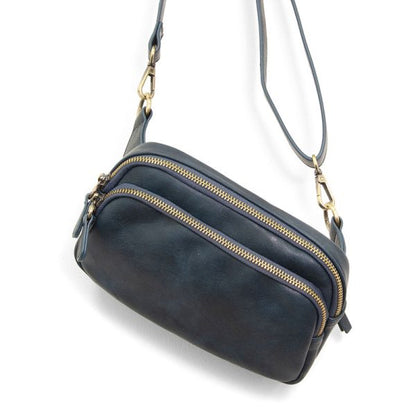 Kylie Double Zip Navy Sling Bag