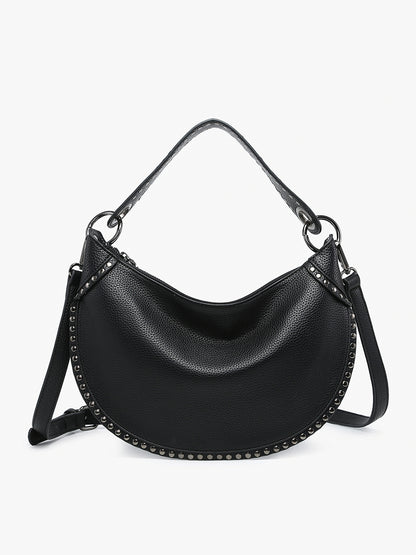 Jenna Studded Black Shoulder Bag