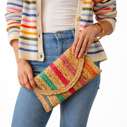 Reese Multi Jute Crossbody Wristlet Clutch