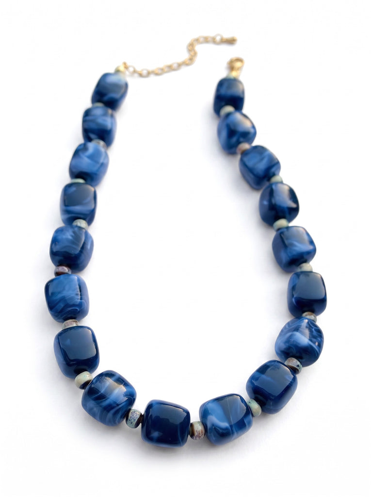Dark Blue Block Party Necklace