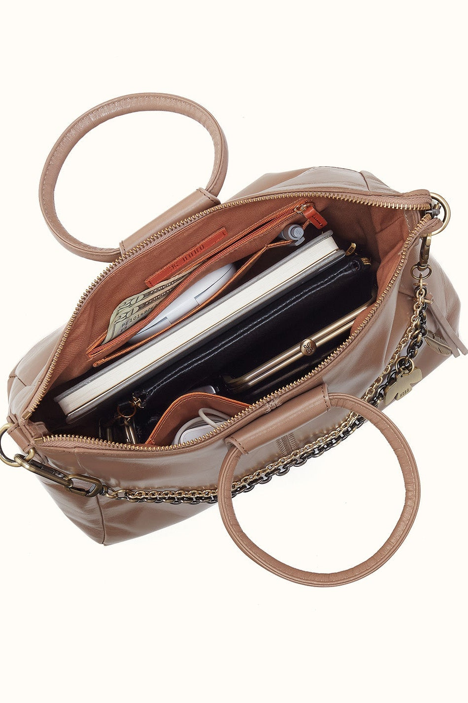 Shelia Medium Satchel in Polished Leather - Woodsmoke