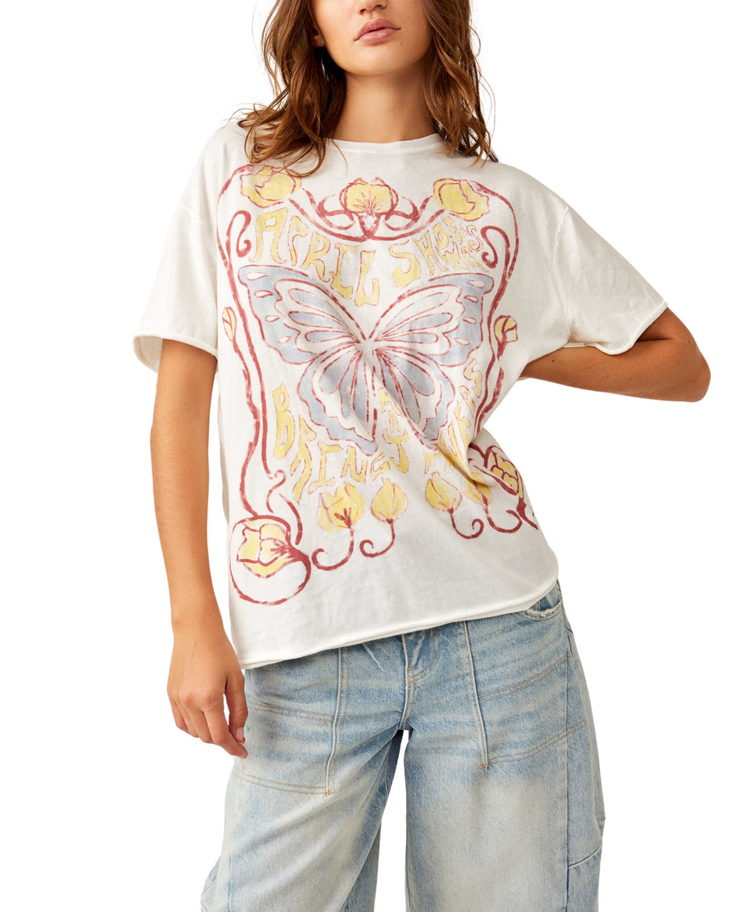Spring Showers Vintage White Combo Tee