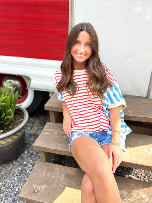 Lines of Contrast Top