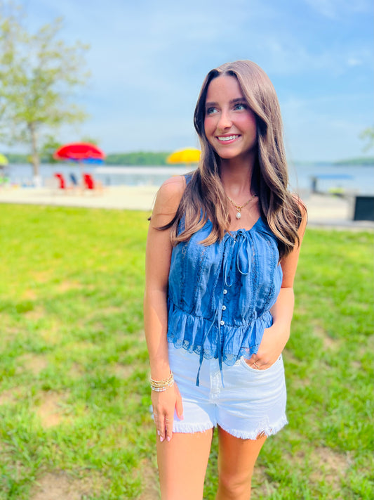 Alana Lace Blue Topaz Tank
