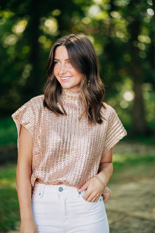 Shine Bright Gold Sweater Vest