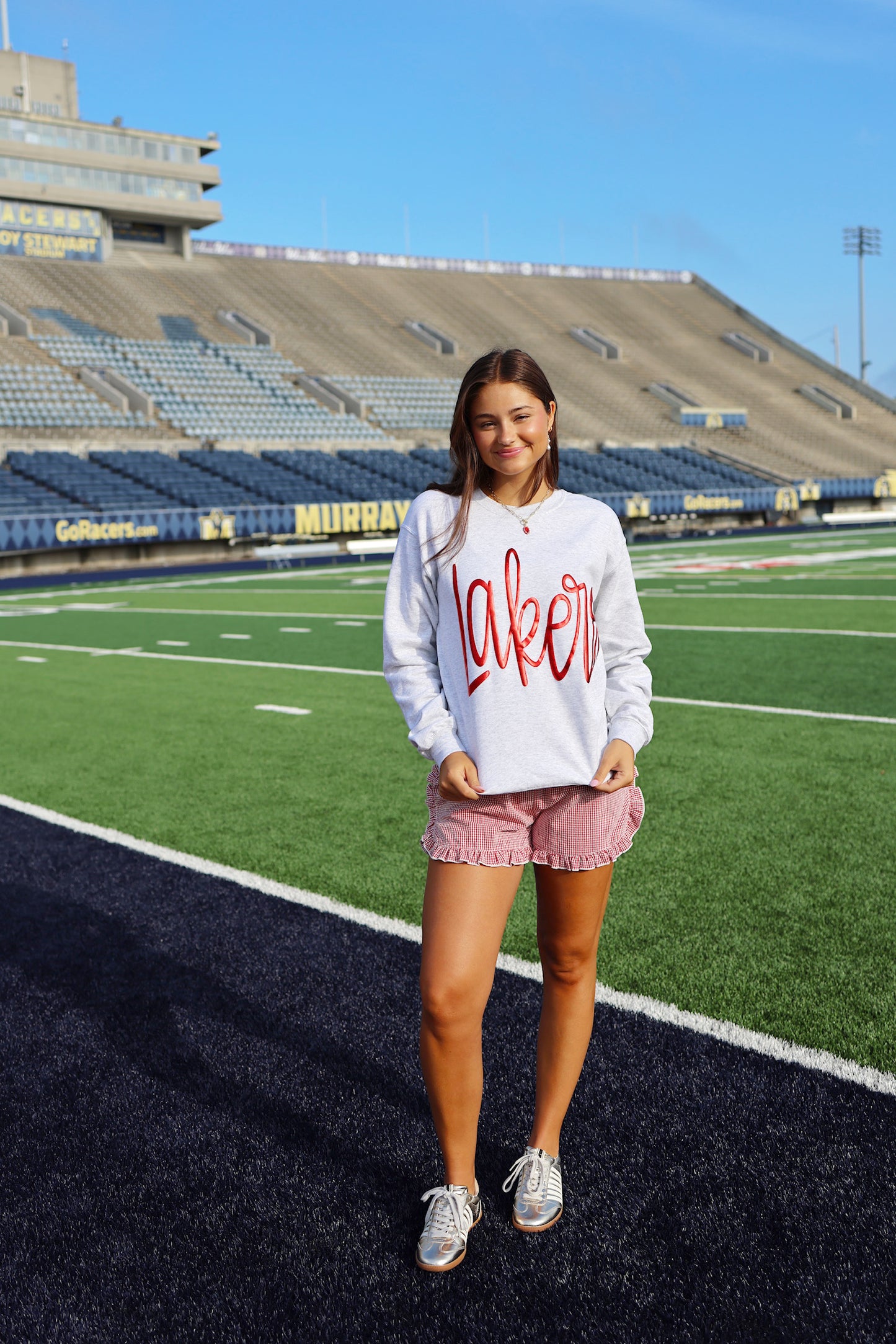 Lakers Metallic Letter Grey Sweatshirt