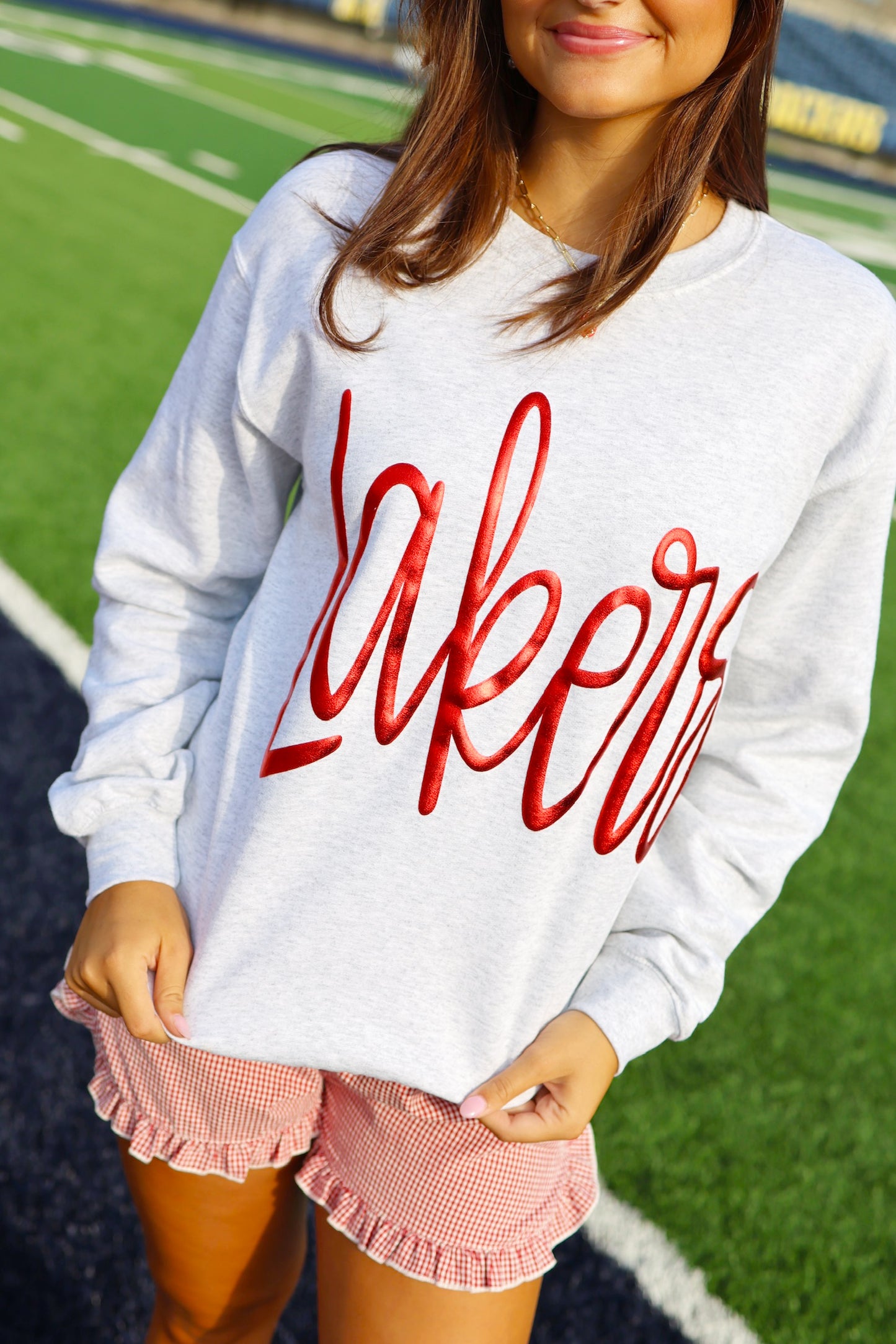 Lakers Metallic Letter Grey Sweatshirt