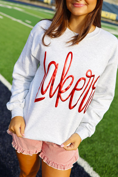 Lakers Metallic Letter Grey Sweatshirt