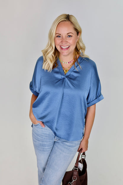 Perfectly Framed Blue Top