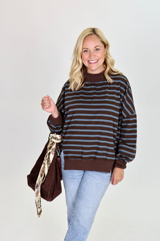 Let It Be Easy Blue/Brown Sweatshirt