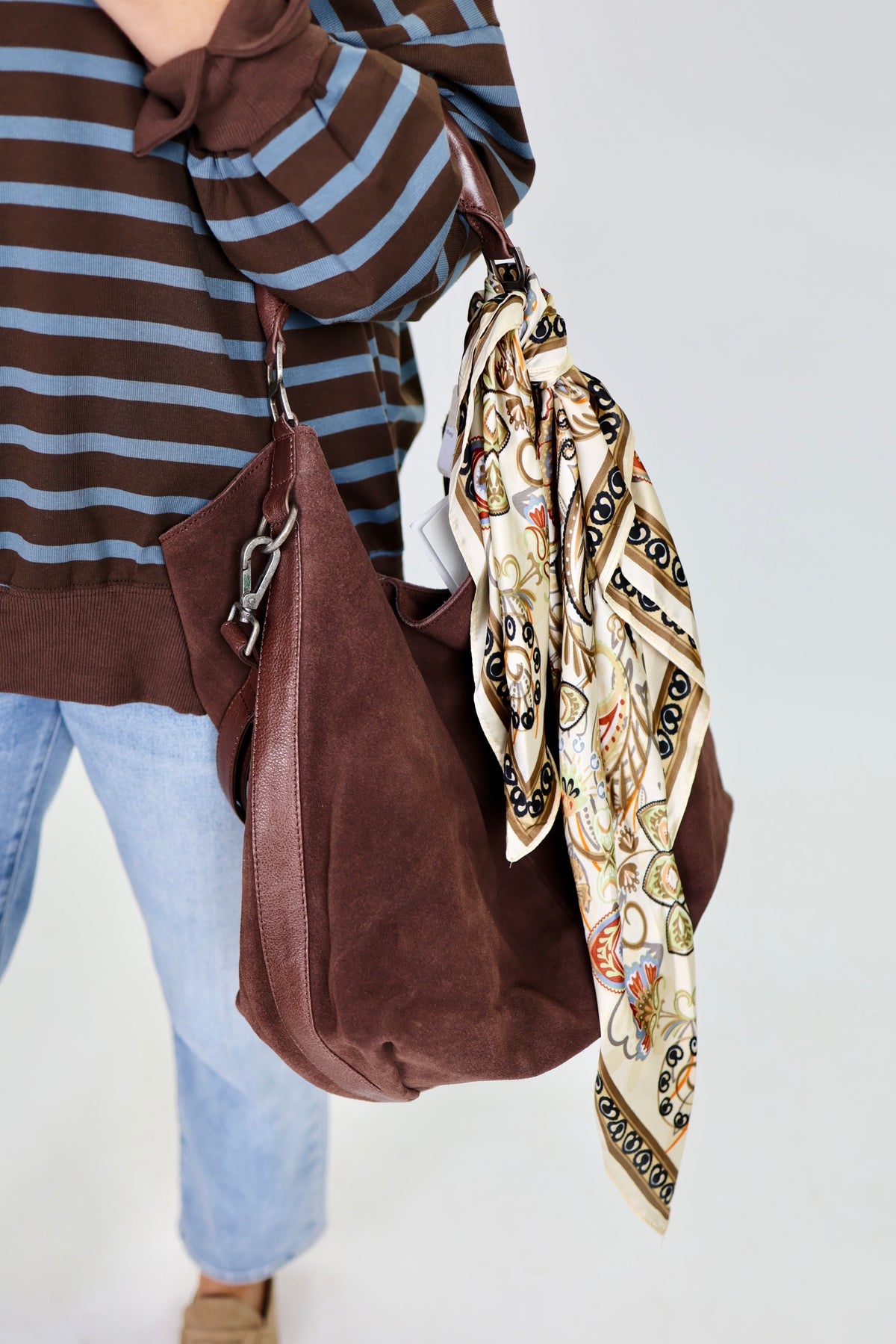 Suzie Suede Espresso Slouchy Tote Bag
