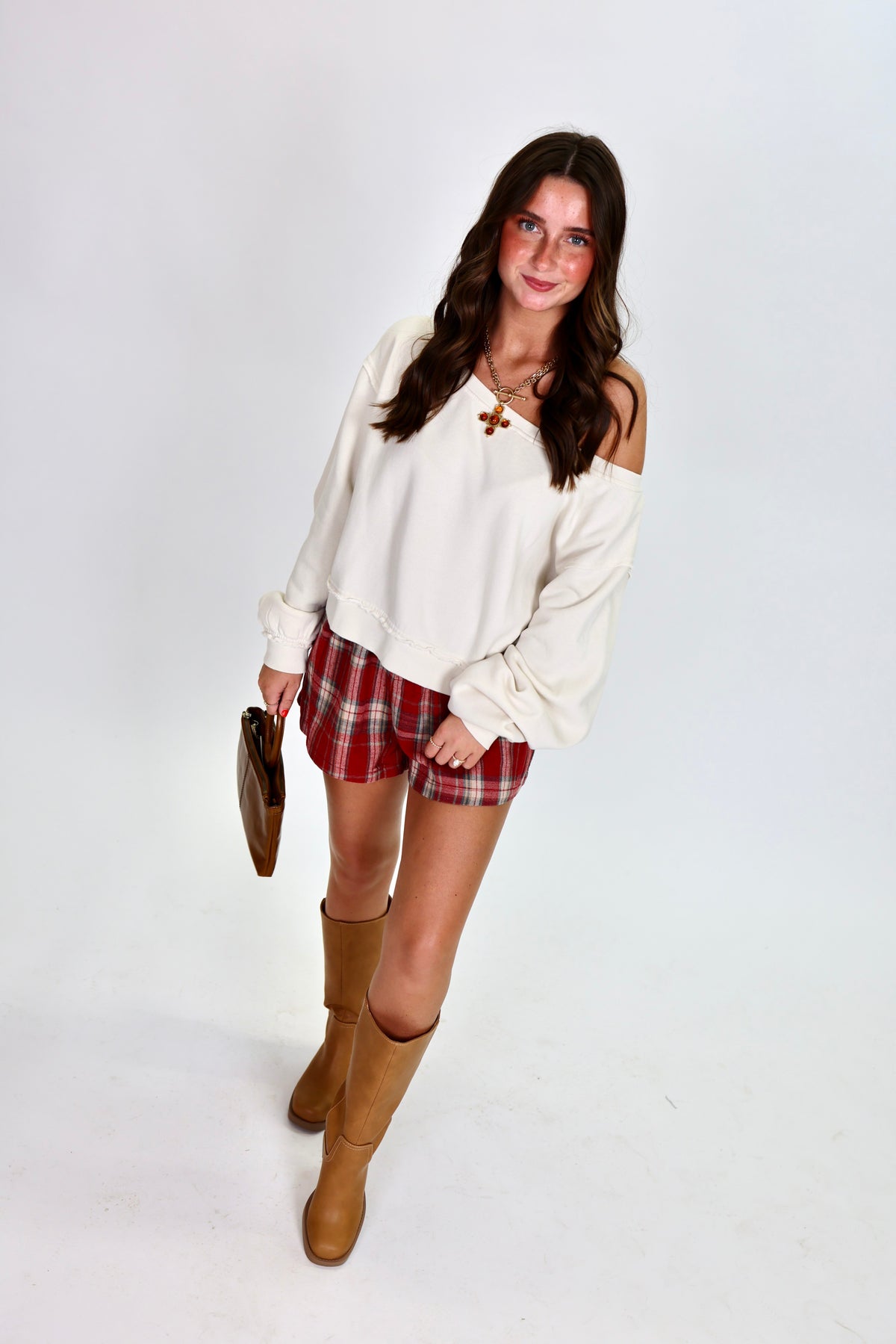 Plaid To See You Red Shorts