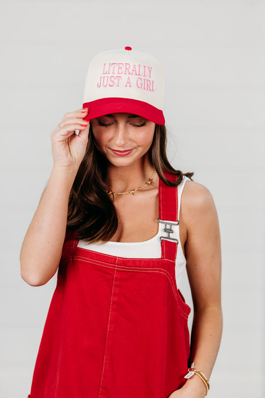 Literally Just a Girl Pink/Red Cap