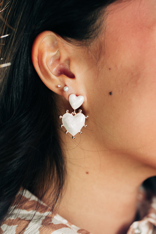 Heart Breaker White Earrings