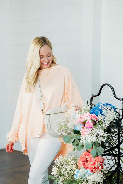 One To Beat Pastel Peach Pullover Top