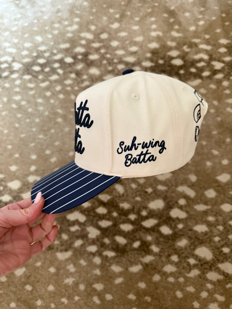 Navy Stripes Hey Batta Batta Cap