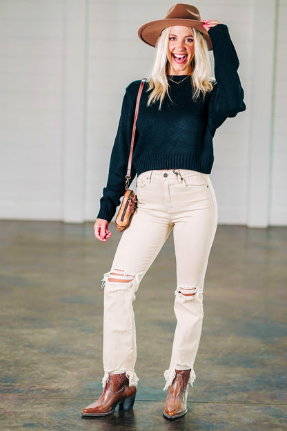 Happi Khaki Super Fray Cropped Flare Denim