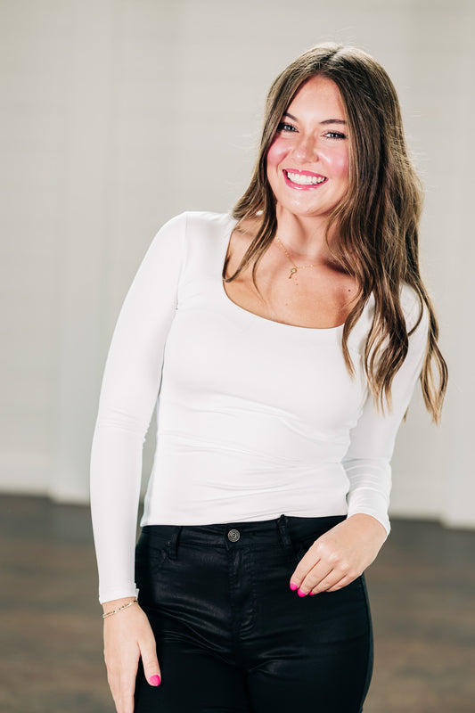 Second Skin Mariana Scoop Neckline White Top