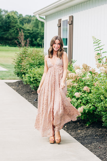 Forever Time Dusty Pink Combo Midi Dress