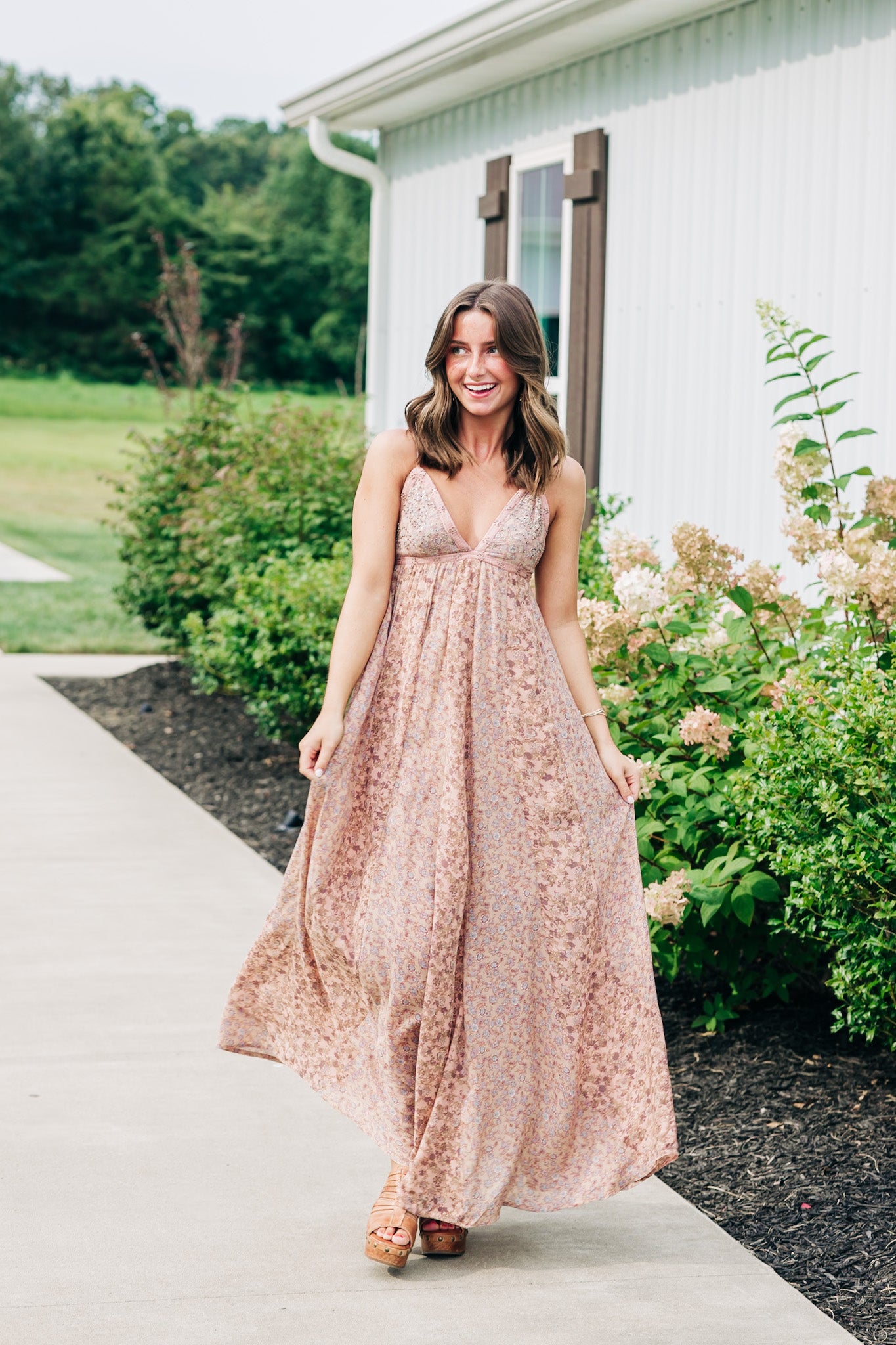 Forever Time Dusty Pink Combo Midi Dress