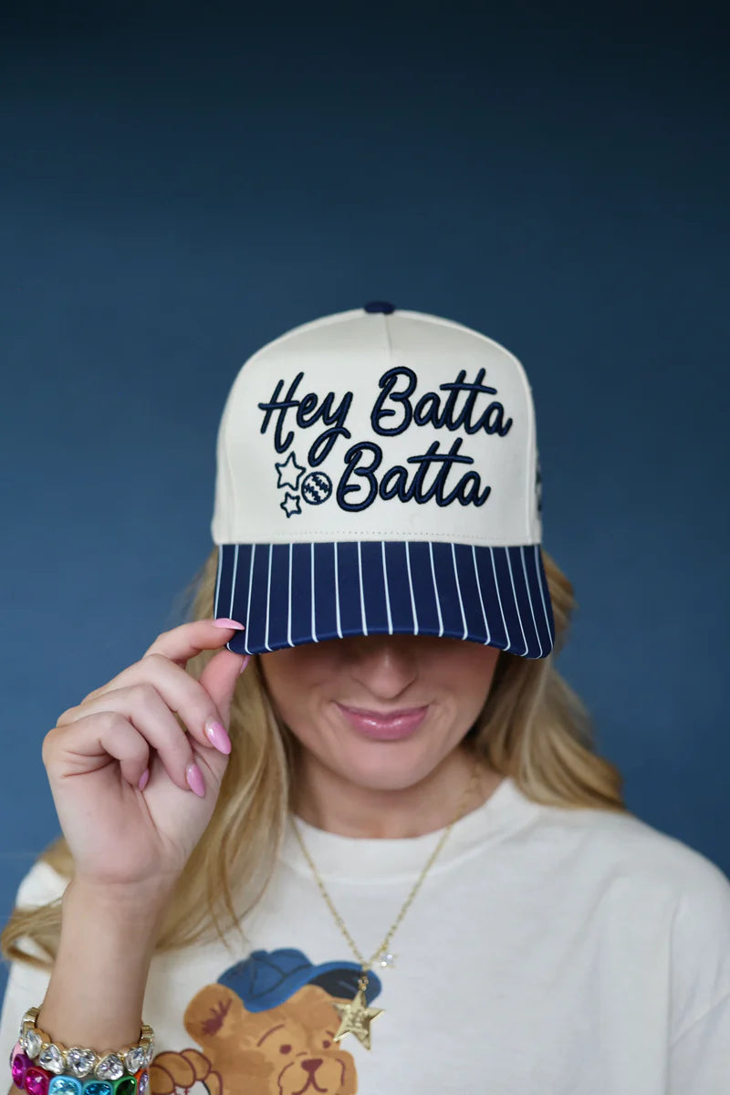 Navy Stripes Hey Batta Batta Cap
